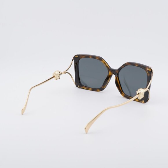 Versace VE4502U 108/87 Sunglasses Havana/Gold Square Frame, Grey Lenses - Picture 3 of 9
